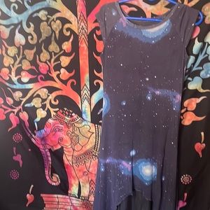 Cool galaxy high low dress. Hugs curves with just enough breathing room.